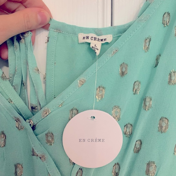 NWT Beautiful Tiered Maxi Dress with Gold Embroidery - Picture 6 of 8